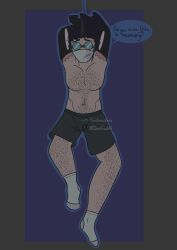 black_gloves blue_background boxers_only chest_hair english_text goggles invader_zim leg_hair male male_only masked_male no_visible_genitalia outline professor_membrane random.whore scientist socks text text_bubble tied_hands tied_up