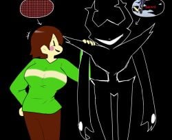 2d 2girls brown_hair chara enigi09 female female_only human human_female human_only roaring_fraud rosy_cheeks rule_63 rule_63 rule_63 solo tagme the_knight_(deltarune) the_roaring_knight toby_fox undertale undertale_(series) video_game_character
