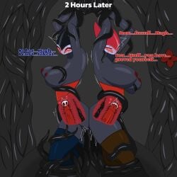 1:1 anal anal_sex anonymous_artist big_breasts black_body bodily_fluids breasts cervical_penetration cum cum_in_uterus cum_in_vagina cum_inside duo english_text female female/female genital_fluids grimm_(hollow_knight) gynomorph hi_res hollow_knight humanoid intersex nightmare_king_grimm_(hollow_knight) nipples orgasm penetration penis_tentacles restrained restrained_arms restrained_by_tentacles restrained_legs shade_lord_(hollow_knight) team_cherry tentacle tentacle_penetration text uterus vaginal_penetration vaginal_penetration x-ray_view