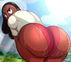 2023 ass_focus background brown_hair cartoon_network ceegee clear_sky connie_maheswaran dark-skinned_female dark_skin indian indian_female looking_at_viewer looking_back looking_back_at_viewer nature_background red_panties steven_universe sweat sweaty_ass sweaty_butt