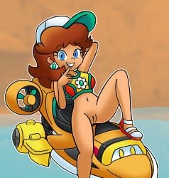 1girls accurate_art_style bottomless edit female lisnotsfw mario_(series) mario_kart_world nintendo official_alternate_costume princess_daisy princess_daisy_(swimwear) solo solo_female super_mario_bros. tagme