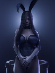 3d black_hair bunny_ears bunnysuit dead_by_daylight long_hair looking_at_viewer the_ring vexonair yamamura_sadako