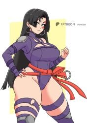 big_ass big_breasts big_butt big_nipples big_thighs breasts clothing curvaceous curvaceous_female curvaceous_figure curvy curvy_female female female_focus female_only long_hair looking_at_viewer marvel marvel_comics marvel_rivals momocka_art nipples_visible_through_clothing psylocke psylocke_(marvel_rivals) purple_hair thick_thighs thigh_highs vengeance_psylocke
