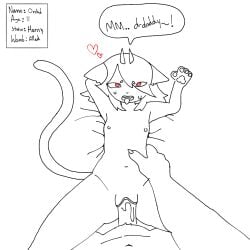 adult_on_cub adult_on_young cat_ears cat_tail cub daughter father father_and_daughter female female_cub guronyan heart heart-shaped_pupils heart_symbol horns incest male older_male orchid_(guronyan) text tongue_out young younger_female