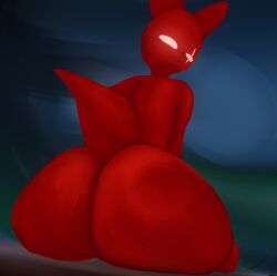 :3 arched_back artificer_(rain_world) ears ears_up eye_scar face_scar facial_scar furry huge_ass large_ass large_butt looking_at_viewer rain_world red_body red_fur slugcat smile smiling smiling_at_viewer tagme tail white_eyes