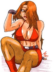 big_breasts blaze_fielding breasts brown_hair busty hourglass_figure lipstick long_hair makeup miniskirt pencil_(artwork) pencil_skirt red_skirt sega skirt streets_of_rage tight_skirt wide_hips xxxhibiki