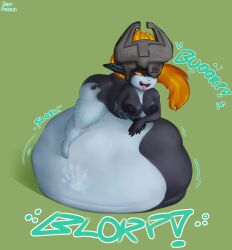 ass big_ass big_belly breasts cute_pred digestion digestion_noises female female_pred hand_imprint huge_belly imp_midna inverted_nipples justaurelia long_hair midna nintendo nude nude_female orange_hair prey_outline prey_shaped_bulge same_size_vore satisfied satisfied_look satisfied_smile shortstack shortstack_pred smile struggling_prey the_legend_of_zelda the_legend_of_zelda:_twilight_princess thick_thighs twilight_princess unwilling_prey vore vore_belly
