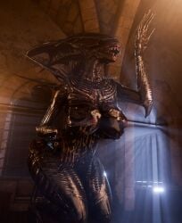 1girls alien alien_(franchise) alien_girl big_breasts dead_by_daylight vexonair xenomorph