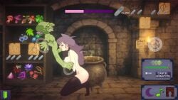 1boy animated blush breasts censored cg closed_eyes colored_skin cum fellatio female flower from_side gloves goblin green_skin interspecies large_breasts long_hair magic magic_circle nipples nude official_art open_mouth oral orc penis pointy_ears potion purple_hair rape sharp_teeth sound straight tagme teeth thighhighs tongue video witch_(witch_seed_gsa) witch_seed_(goblin_slave_alchemy)
