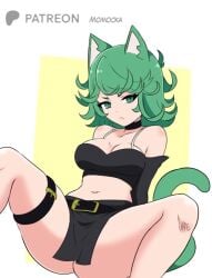 animal_ears animal_tail big_thighs breasts curvaceous curvaceous_female curvaceous_figure curvy curvy_figure curvy_hips fat_ass female female_only green_hair looking_at_viewer momocka_art one-punch_man short_hair shortstack solo solo_female tatsumaki