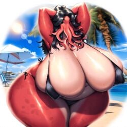 ai ai_generated belly big_breasts bikini breasts chubby chubby_female female looking_at_viewer mommy nipples octopus octopus_girl overweight overweight_female thepyromancerfox