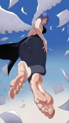 1girls angel_wings ass ass_bigger_than_head ass_focus back_view backless_dress bare_ass bare_back bare_legs bare_thighs barefoot big_ass big_breasts blue_hair bottomless breasts clothed clothed_female clothing dress dress_lift eyelashes eyeliner eyeshadow feet female female_only flower flower_in_hair flying foot_fetish foot_focus footcroft from_behind full_body hair_ornament huge_ass huge_breasts konan large_ass large_breasts legwear long_dress long_hair long_toes looking_back looking_back_at_viewer makeup naruto naruto_(series) naruto_shippuden orange_eyes paipan pale-skinned_female pale_skin paper patreon_username piercing pinup presenting presenting_ass presenting_hindquarters rear_view round_ass shiny shiny_hair shiny_skin short_hair skin_tight sky sleeveless_dress soles solo solo_focus toes uncensored voluptuous watermark wide_hips wings