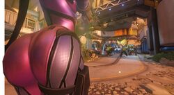 1girls 3d ass ass_focus ass_up bubble_butt edit edited female female_focus gun holding huge_ass long_hair overwatch photoshop redwizard shooting suit thick_thighs tight_clothing weapon widowmaker