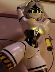 1girls 3d 3d_render android_girl blender blender_(software) blender_cycles claws claws_out female female_only glitch_productions hat_o8 large_areolae large_breasts murder_drones robot robot_girl serial_designation_v v_(murder_drones) white_body white_skin yellow_eyes yellow_nipples yellow_vagina