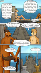 absurd_res anthro beach canid canine canis casual_nudity cervid cheetah comic coming_out confusedraven domestic_dog equid equine felid feline hi_res horse male mammal page_11 pier sea seaside water