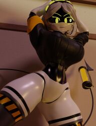1girls 3d 3d_render android_girl blender blender_(software) blender_cycles claws claws_out female female_only glitch_productions hat_o8 large_areolae large_breasts murder_drones robot robot_girl serial_designation_v v_(murder_drones) white_body white_skin yellow_eyes yellow_nipples yellow_vagina