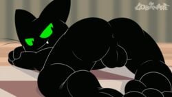 animated anthro anus ass_up backsack ball black_body black_fur butt butt_wiggle cartoon_network domestic_cat face_down_ass_up feet felid feline felis gay genitals gobanire green_eyes green_sclera hindpaw inviting_to_sex looking_at_viewer male_only mammal mao_mao:_heroes_of_pure_heart paws rear_view sheriff_mao_mao_mao simple_background solo swaying top-down_bottom-up