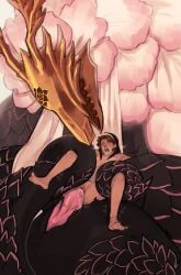 1girls 1monster 2023 abrahamic_mythology breeding dracophilia dragon english_text extreme_size_difference interspecies interspecies_impregnation lacrimale larger_male larger_male_smaller_female massive_penis moaning monster_cock mostly_nude mostly_nude_female nun nun's_habit onomatopoeia penis scales size_difference smaller_male straight teratophilia text