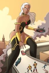 1girls alternate_version_available attack_of_the_50_feet_woman bare_thighs caiman2 cleavage colossus dark-skinned_female dark_skin fully_clothed giantess marvel marvel_comics ororo_munroe storm_(x-men) tagme white_eyes white_hair wolverine_(x-men) x-men