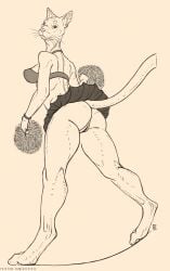 2025 anthro arcr-cric artist_name ass athletic athletic_anthro athletic_female barefoot bottomless bottomless_anthro bottomless_female bottomwear cheerleader clothed clothing digital_media_(artwork) domestic_cat ear_piercing feet felid feline felis female genitals hi_res looking_at_viewer looking_back looking_back_at_viewer low-angle_view mammal paws piercing pointy_ears pom_poms prick_ears pussy raised_bottomwear raised_clothing raised_skirt raised_tail rear_view signature simple_background skirt solo tail text url vulva whiskers wristband