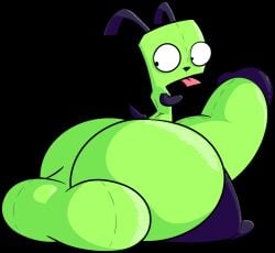 2024 anthro ass balls big_balls big_butt big_penis black_background black_ears black_penis_tip black_tail canid canine canis digital_drawing_(artwork) digital_media_(artwork) domestic_dog genitals gir_(invader_zim) green_body green_penis gyroesehni hi_res huge_cock hyper hyper_genitalia hyper_penis invader_zim looking_back male mammal nickelodeon penis simple_background solo tail thick_thighs tongue tongue_out