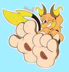3_toes big_feet breasts feet female foot_fetish foot_focus fur looking_at_viewer no_humans pawpads paws pokemon pokemon_(species) raichu smirk tail wink