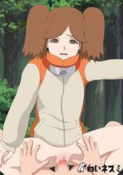 1boy 1boy1girl 1girls boruto:_naruto_next_generations bottomless brown_eyes brown_hair censored clothed_female_nude_male clothed_sex clothing female female_on_top forest jacket long_hair male male_pov moan moaning mosaic_censoring naruto naruto_(series) nature no_panties open_mouth outdoors parted_bangs partially_clothed penetration penis pov pov_eye_contact pussy sex shiroi_nezumi sitting sitting_on_lap sitting_on_person spread_legs squatting suzumeno_namida tied_hair turtleneck twintails unseen_male_face uzumaki_boruto vaginal_penetration