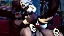 1boy 1girls 3d anal anal_grip anal_penetration anal_sex animal_genitalia animal_penis animated anthro anthro_on_anthro anus ass big_ass big_balls big_breasts big_penis black_body black_fur black_pawpads breasts canid canid_demon canine_penis collar cowgirl_position deep_penetration duo female female_penetrated fingerless_gloves fur furry furry_ears furry_only furry_tail grey_body grey_fur grey_hair hair hellhound helluva_boss knot loona_(helluva_boss) male male/female male_penetrating male_penetrating_female marcossfm marcovee4 mp4 multicolored_body multicolored_fur no_sound pawpads paws penis pleasure_face pussy red_sclera smile source_filmmaker tail tailwag topless video vivienne_medrano vortex_(helluva_boss) white_body white_eyes white_fur wolf