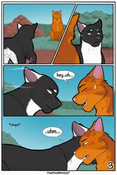 animal_genitalia anus balls colored comic domestic_cat duo english_text felid feline felis feral genitals hi_res jake_(warriors) male male/male mammal outside shaded sheath talltail_(warriors_cats) text thathornycat warriors_(cats)