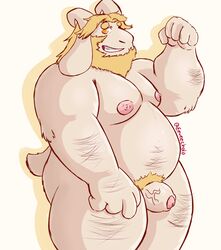 2021 absurd_res anthro asgore_dreemurr belly boss_monster bovid caprine eeveecholo genitals hi_res humanoid_genitalia humanoid_hands humanoid_penis male male_only mammal moobs nipples overweight overweight_anthro overweight_male penis pubes simple_background solo undertale video_games