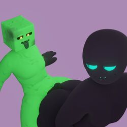 2boys anxiboi blue_eyes creeper enderman gay grinding male male_only minecraft