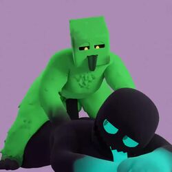 anal animated anthro anxiboi blue_eyes creeper enderman gay male male/male male_only minecraft no_sound tagme video