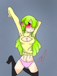 1girls cami_(fnafhs) female fnafhs fnafhs_z3ro green_hair long_hair red_eyes small_breasts sole_female