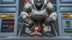 1boy 1girls 3d ape big_breasts blizzard_entertainment breasts cum cum_on_body cum_on_breasts cum_on_leg cum_on_upper_body dick excessive_cum eyes fuckingtracer gorilla horse_penis horsecock huge_cock naked nude overwatch penis size_difference smile smiling straight tracer v_sign voluptuous wide_hips winston