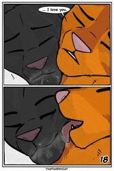 bodily_fluids colored comic domestic_cat duo english_text felid feline felis feral hi_res jake_(warriors) licking male male/male mammal outside saliva shaded talltail_(warriors_cats) text thathornycat tongue tongue_out warriors_(cats)