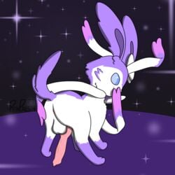 1:1 anatomically_correct anatomically_correct_genitalia anatomically_correct_penis animal_genitalia animal_penis ass balls canine_penis digital_media_(artwork) eeveelution erection feral fur genitals hi_res knot looking_back male male_only nintendo penis penpal pokémon_(species) pokemon pokemon_(species) presenting ribbons solo sylveon video_games