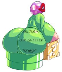 1girls big_lips bimbo block blush completely_nude edit fat_ass female female_only green_body huge_ass huge_breasts hyper_bimbo kalnareff mario_(series) nude nude_female pink_nipples piranha_plant piranha_plump plump red_lipstick solo solo_female super_mario_bros. warp_pipe white_background writing_on_ass