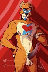 1boy 2021 5_fingers abs angel_of_the_code animal_penis animatronic balls big_penis black_nose blue_eyes blue_nails bodypaint ear_piercing facepaint five_nights_at_freddy's five_nights_at_freddy's:_security_breach fur gay glamrock_freddy_(fnaf) heart long_penis looking_away looking_up male_only muscular muscular_male nipples open_mouth orange_body orange_fur precum sharp_teeth video_games yaoi