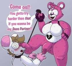 anthro balls bear big_breasts blush blush_lines bodily_fluids breasts buckteeth chubby_anthro chubby_belly chubby_gynomorph clothing collar cuddle_team_leader degradation dirty_feet dizzy dominant dominant_intersex duo english_text epic_games eyewear fat_penis feet fingerless_gloves fortnite fur genitals gesture glasses gloves gynomorph handshake handwear hi_res intersex intersex/male kneeling leash leash_pull logo looking_down male mammal mouse murid murine musk nervous penis petplay pink_body pink_fur rat robbie_the_mouse rodent roleplay shaking slightly_chubby smothering sniffing speech_bubble stepped_on stepping swankybones sweat sweatdrop sweaty_feet teeth text thick_penis thick_thighs white_body white_fur