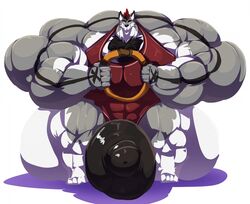 1boy 2020 anthro balls balls_expansion big_balls big_muscles big_pecs big_penis black_penis bobert body_hair canid canine chest_hair countershading erection expansion front_view genital_expansion genitals growth holding_object huge_balls huge_cock huge_muscles huge_pecs hyper hyper_balls hyper_genitalia hyper_muscles hyper_penis looking_at_viewer male mammal muscle_growth muscular muscular_anthro muscular_male nintendo pecs penis penis_expansion plantigrade playing ring_fit_adventure simple_background smile solo solo_male standing swaggy video_games white_background white_balls white_countershading wrestling_singlet