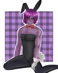 black_eyes bunny_boy bunnysuit dave_miller_(dayshift_at_freddy's) dayshift_at_freddy's dsaf gay purple_hair purple_skin