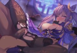 animated big_penis dark-skinned_male dark_skin faceless_male genshin_impact interracial keqing_(genshin_impact) lao_meng long_hair medium_breasts nipples no_panties purple_hair torn_clothes torn_pantyhose twintails vaginal_penetration vaginal_sex