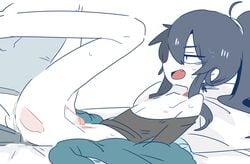 anal anal_sex blush chibi cum cum_in_ass cum_inside cute gay girly on_bed op_u_na ponytail sweat sweating sweaty thick_cum trap uncensored zense-kun