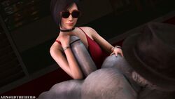 3d ada_wong ada_wong_(adriana) arnoldthehero asian asian_female big_penis brown_hair dress forearm_cock glasses mr_x resident_evil resident_evil_2 resident_evil_2_remake short_hair source_filmmaker sunglasses tagme tinted_eyewear tyrant