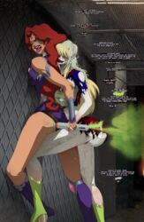 blonde_hair blood brainwashed brainwashing breasts clownification corruption dc dc_comics enemy_conversion female female_on_female injection issue_69 jokerfication jokerization mind_break mind_control mindbreak starfire stitches supergirl