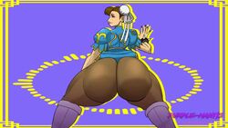 1girls alternate_costume alternate_hairstyle animated ass ass_shake big_ass blushing bouncing_ass chun-li faceless_male female huge_ass large_ass looking_at_viewer looking_back male pantyhose purplemantis sex sound straddling street_fighter street_fighter_alpha thick_thighs twerking video