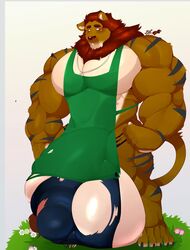 abs ankh apron baconking balls barista blush cum furry gay huge_cock hyper hyper_balls hyper_muscles hyper_penis hyper_testicles looking_at_penis male male_only mane muscular muscular_arms muscular_legs muscular_male muscular_thighs penis precum ripped_clothing tongue_out wolf