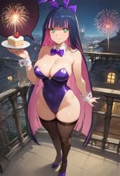 ai_generated burneri cake cleavage high_heels huge_breasts leotard outside panty_&_stocking_with_garterbelt playboy_bunny rabbit_ears stocking_anarchy