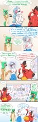 absurd_res anthro areola big_breasts blue_eyes breasts comic dani_(lysergide) decidueye dialogue english_text female flaccid fur generation_7_pokemon genitals group hi_res incineroar lysergide male multicolored_body multicolored_fur nintendo nipples open_mouth open_smile penis pink_nose pokemon pokemon_(species) prilly_(lysergide) primarina pussy red_body red_fur side_view smile speech_bubble text tits_(lysergide) trio