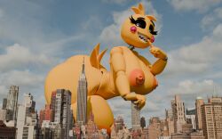 3d 3d_(artwork) animatronic ass big_ass big_breasts breasts city eyelashes five_nights_at_freddy's five_nights_at_freddy's_2 giantess nipple_piercing nipples sharp_teeth thick_ass toy_chica_(fnaf) toy_chica_(love_taste) zentaisfm